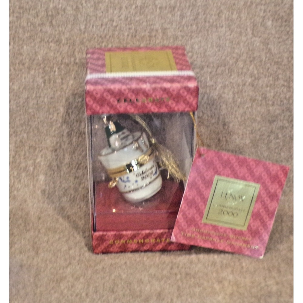 2000 Lenox Commemorate Champagne Bucket Time Capsule Ornament Trinket Opens NOS